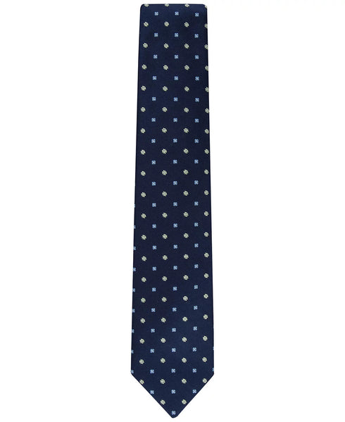 Tommy Hilfiger Silk Blend Classic Floral Medallion Neat Tie Men's Navy/Green